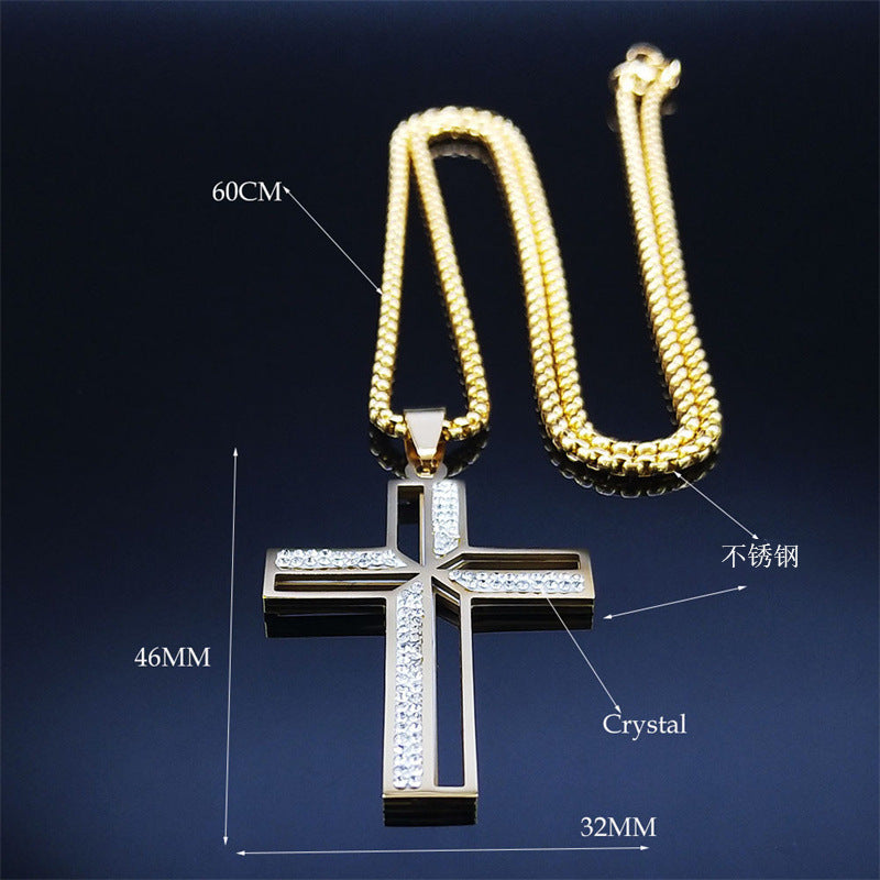 Street Hip Hop Style Diamond Stylish Pendant Stainless Steel Necklace