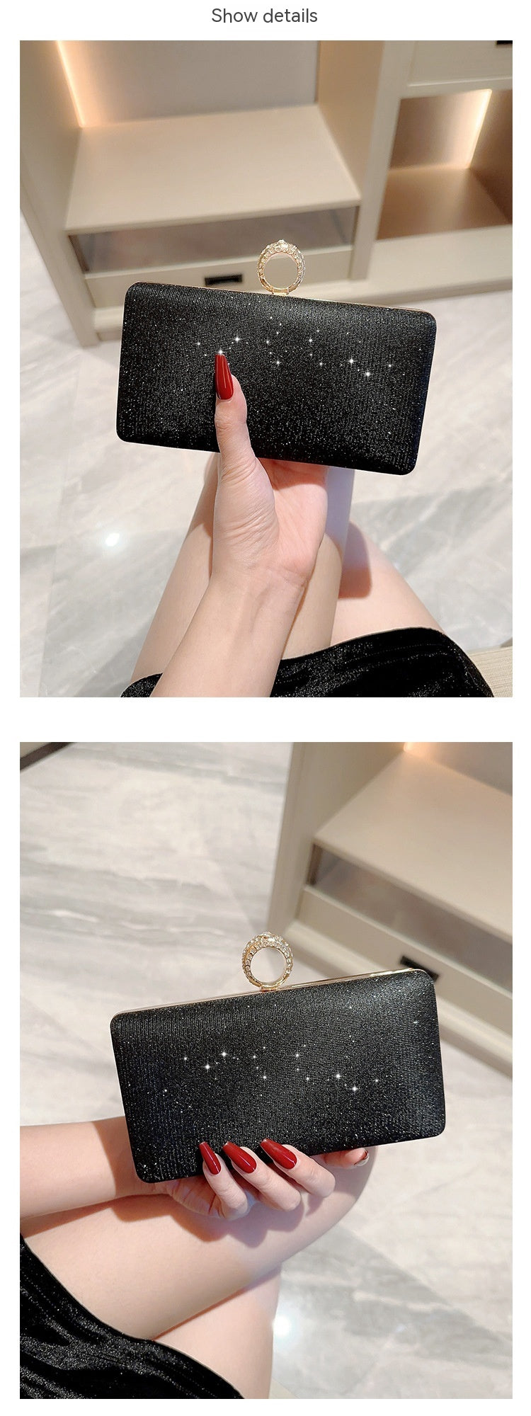 Fashion Rhinestone Ring Shiny Wallet