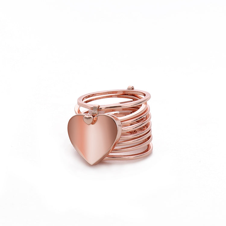 Heart Finger Ring Bracelet 2 in 1 Women Jewellery