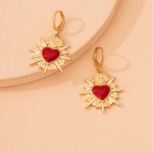 Simple Love Enamel Earrings Ornament
