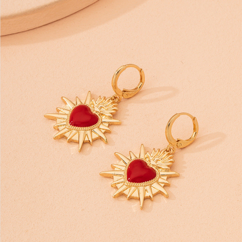 Simple Love Enamel Earrings Ornament