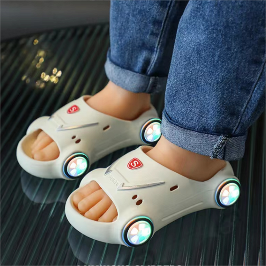 Kids Glowing Slippers Cartoon Car Sandals Children Sandals Anti Slip Boys Girls Luminous Slippers Summer Beach Shoes